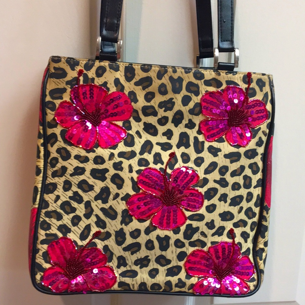 Leopard/ Sequin Hibiscus 🌺 Shoulder Bag - Picture 11 of 11